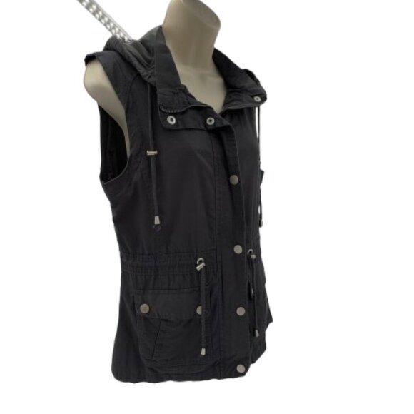 YMI Women’s Small Charcoal Hooded Utility Cargo Vest Jacket - Picture 8 of 8